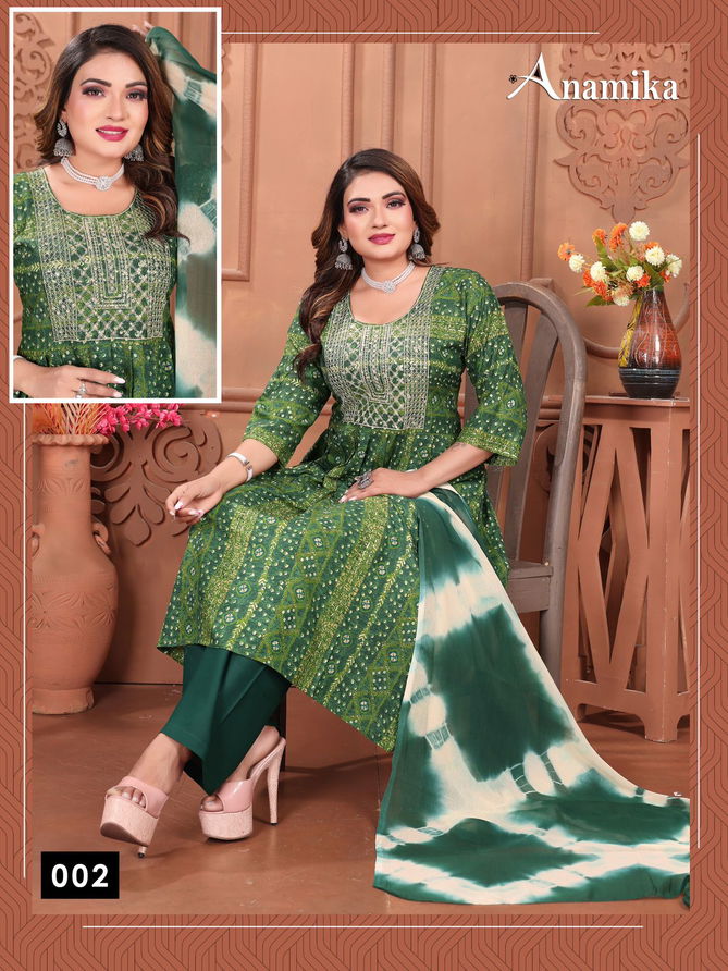 Anamika Vol 3 By Fashion Talk Rayon Procian Printed Kurti Bottom With Dupatta Wholesalers In Delhi
